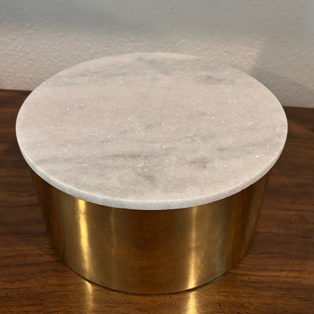 Godringer Round Marble Top Brass Decorative Box